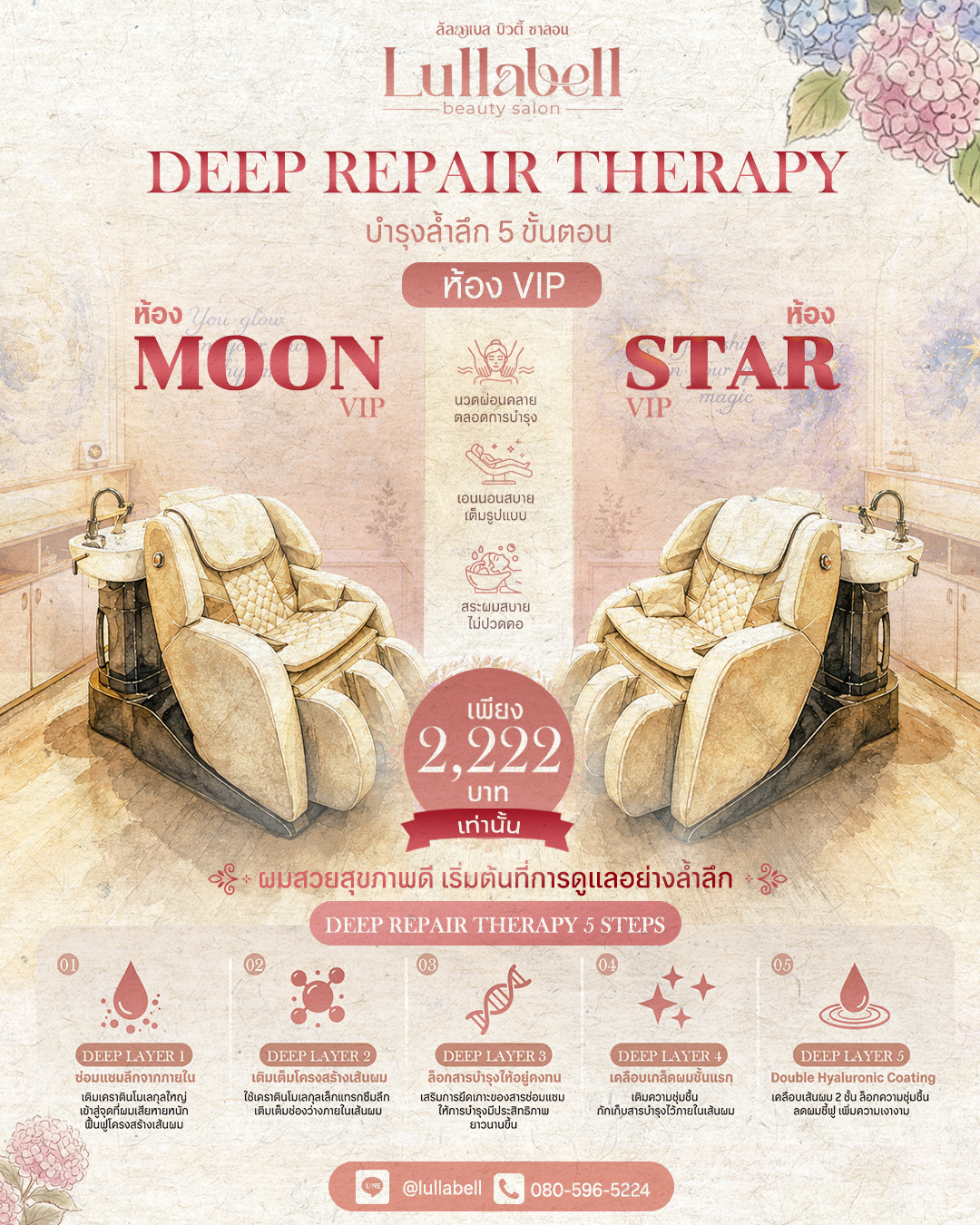 Lullabell Signature -Deep Repair Therapy (Private Room) l โปรแกรมฟื้นบำรุงเส้นผมล้ำลึก